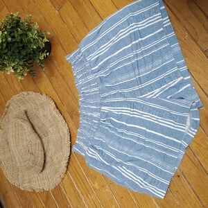 Time and Tru High Waist Blue and White Striped Shorts